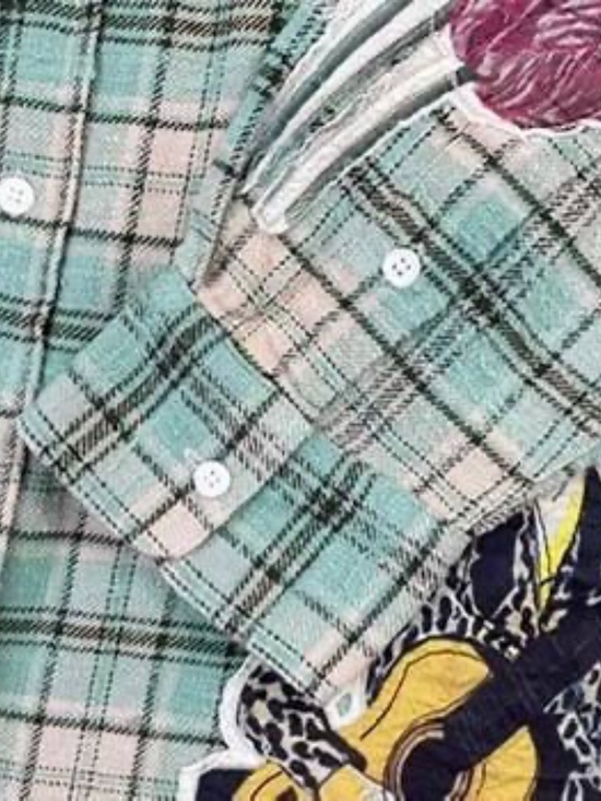 R13 NWOT Drop Neck Shirt Light Green Plaid - Picture 10 of 14